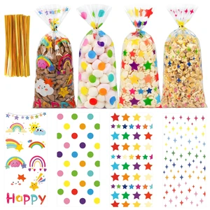 50PCS Rainbow Cellophane Treat Bags: Clear Goodie Bags with 60 Twist Ties for Kids Birthday Party Favors Wrapping, Durable Clear Plastic Gift Bag for Candy Cookies Treat Classroom Return Gifts 50PCS Rainbow Cellophane Treat Bags: Clear Goodie Bags with 60 Twist Ties for Kids Birthday Party Favors Wrapping, Durable Clear Plastic Gift Bag for Candy Cookies Treat Classroom Return Gifts