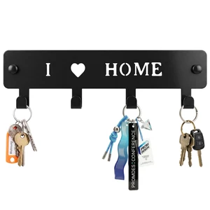 4-Hook Metal Key Holder Wall Mount with Self-Adhesive Back | No-Drill Self-Adhesive Hooks, Heavy Duty Metal, For Keys Bags Leashes, Multi-Scene Use, Home Office Garage Wall Storage Rack 4-Hook Metal Key Holder Wall Mount with Self-Adhesive Back | No-Drill Self-Adhesive Hooks, Heavy Duty Metal, For Keys Bags Leashes, Multi-Scene Use, Home Office Garage Wall Storage Rack