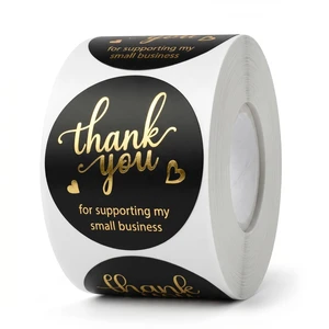 500 Pcs 1.5 Inch Black Thank You Stickers Small Business, 4 Gold Foil Font | Round Waterproof Self-Adhesive Sticker Roll, for Small Business Packaging, Orders, Gift Boxes, Bags, Envelopes, Boutique 500 Pcs 1.5 Inch Black Thank You Stickers Small Business, 4 Gold Foil Font | Round Waterproof Self-Adhesive Sticker Roll, for Small Business Packaging, Orders, Gift Boxes, Bags, Envelopes, Boutique