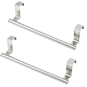 Over Cabinet Towel Holder 2PK Stainless Steel Door Mount Bar | No Drill Hanger for Kitchen Cabinet & Pantry Organization Over Cabinet Towel Holder 2PK Stainless Steel Door Mount Bar | No Drill Hanger for Kitchen Cabinet & Pantry Organization