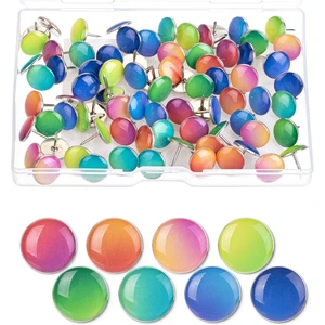 Flat Thumb Tacks, 80 Pack, Colorful | Flat Push Pins for Bulletin Board, Thumbtack, Metal Push Pins for Cork Board, Office Organization or Home Décor Flat Thumb Tacks, 80 Pack, Colorful | Flat Push Pins for Bulletin Board, Thumbtack, Metal Push Pins for Cork Board, Office Organization or Home Décor
