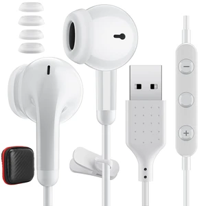USB Earbuds with Microphone for PC Laptop Computer, 7.5FT White | Noise Isolating Computer Headset with Volume Control Stereo Bass Wired in Ear Earbuds for Gaming Zoom Meeting Office Worker USB Earbuds with Microphone for PC Laptop Computer, 7.5FT White | Noise Isolating Computer Headset with Volume Control Stereo Bass Wired in Ear Earbuds for Gaming Zoom Meeting Office Worker