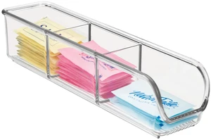 Plastic Packet and Tea Bag Organizer, Clear | Kitchen Storage Container, For Sugar, Salt, Pepper, Sweeteners, Tea Bags, Spices, The Linus Collection Plastic Packet and Tea Bag Organizer, Clear | Kitchen Storage Container, For Sugar, Salt, Pepper, Sweeteners, Tea Bags, Spices, The Linus Collection