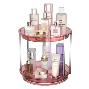 Rotating Makeup Organizer, Perfume Skincare Holder, 2 Tier 9 Inch, Pink | 360° Smooth Spinning Vanity Tray, Large Capacity, Space-Saving Cosmetics Storage for Bathroom Countertop, Dresser Rotating Makeup Organizer, Perfume Skincare Holder, 2 Tier 9 Inch, Pink | 360° Smooth Spinning Vanity Tray, Large Capacity, Space-Saving Cosmetics Storage for Bathroom Countertop, Dresser