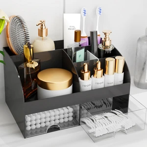Makeup Organizer with Drawers, Cosmetic Storage for Dresser Vanity and Bathroom Countertop, Beauty Holder for Lipstick Brush, Skincare Organizer for Vanity, Cosmetic Display Case (Black) Makeup Organizer with Drawers, Cosmetic Storage for Dresser Vanity and Bathroom Countertop, Beauty Holder for Lipstick Brush, Skincare Organizer for Vanity, Cosmetic Display Case (Black)