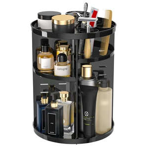 Rotating Makeup Organizer, DIY 8 Adjustable Layers Spinning Skincare Storage, Cosmetic Display Case with Brush Holder and Perfume Tray, Multi-Function Vanity Bathroom Countertop Organizer Black Rotating Makeup Organizer, DIY 8 Adjustable Layers Spinning Skincare Storage, Cosmetic Display Case with Brush Holder and Perfume Tray, Multi-Function Vanity Bathroom Countertop Organizer Black