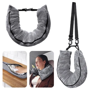 Stuffable Travel Pillow for Extra Luggage, Velvet Travel Neck Pillow Storage Bag with Adjustable Neck Size, Fits About 6 T-Shirts Travel Essentials Multifunctional Sleeping Rest Cushion Stuffable Travel Pillow for Extra Luggage, Velvet Travel Neck Pillow Storage Bag with Adjustable Neck Size, Fits About 6 T-Shirts Travel Essentials Multifunctional Sleeping Rest Cushion