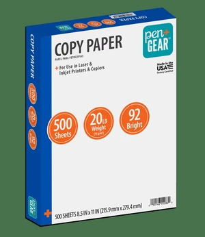 Pen + Gear Copy Paper, 20lb, 92 Bright, 8.5 x 11 Inches, White, 1 Ream (500 Sheets) Pen + Gear Copy Paper, 20lb, 92 Bright, 8.5 x 11 Inches, White, 1 Ream (500 Sheets)