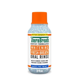 TheraBreath Whitening Alcohol-Free Mouthwash, Dazzling Mint, TSA Compliant Travel Size, 3 fl oz TheraBreath Whitening Alcohol-Free Mouthwash, Dazzling Mint, TSA Compliant Travel Size, 3 fl oz