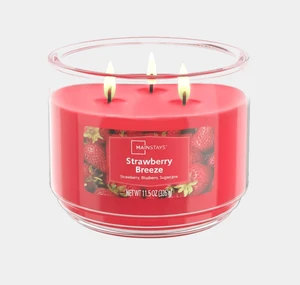 Mainstays 3-Wick Scented Glass Jar Candle, Strawberry Breeze, 11.5oz Mainstays 3-Wick Scented Glass Jar Candle, Strawberry Breeze, 11.5oz