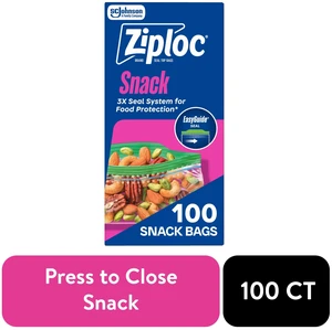 Ziploc Brand Snack Bags with EasyGuide Texture, Grip 'n Seal Technology, Food Storage Zipper, 100 Count Ziploc Brand Snack Bags with EasyGuide Texture, Grip 'n Seal Technology, Food Storage Zipper, 100 Count