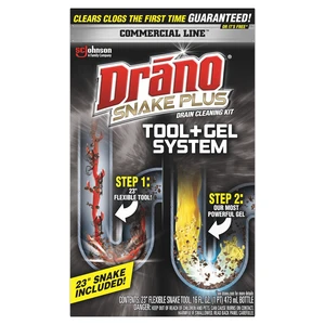 Drano Snake Plus Drain Cleaning Kit with Gel Drain Clog Remover 16 fl oz and Snake Plus Tool 23-inch, Commercial Line Drano Snake Plus Drain Cleaning Kit with Gel Drain Clog Remover 16 fl oz and Snake Plus Tool 23-inch, Commercial Line