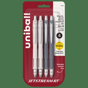 Uniball Jetstream Retractable Ballpoint Pens, Fine Point, 0.7mm, Black Ink, 4 Count Uniball Jetstream Retractable Ballpoint Pens, Fine Point, 0.7mm, Black Ink, 4 Count
