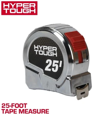 Hyper Tough 25ft Chrome Tape Measure with Nylon Coated Blade Hyper Tough 25ft Chrome Tape Measure with Nylon Coated Blade