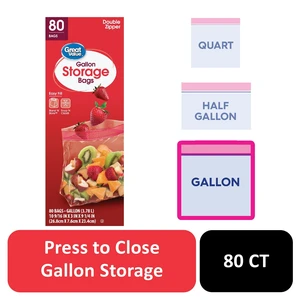Gallon Double Zipper Storage Bags, Great Value, 80 Count Gallon Double Zipper Storage Bags, Great Value, 80 Count