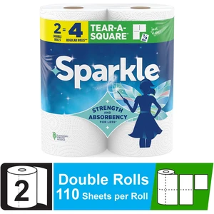 Sparkle Tear-A-Square Paper Towels, 2 Double Rolls, 110 Sheets per Roll Sparkle Tear-A-Square Paper Towels, 2 Double Rolls, 110 Sheets per Roll