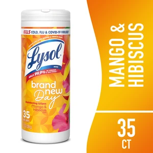 Lysol Disinfecting Wipes, Multi Surface Antibacterial, All Purpose Cleaner, Mango & Hibiscus Scent, 35 Count Lysol Disinfecting Wipes, Multi Surface Antibacterial, All Purpose Cleaner, Mango & Hibiscus Scent, 35 Count