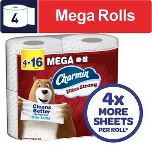 Charmin Ultra Strong Toilet Paper, 4 Mega Rolls, 220 Sheets per Roll Charmin Ultra Strong Toilet Paper, 4 Mega Rolls, 220 Sheets per Roll