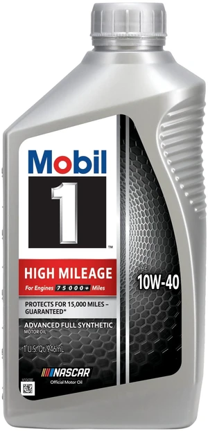 Mobil 1 High Mileage 10W-40 Full Synthetic Motor Oil, 1 Quart Mobil 1 High Mileage 10W-40 Full Synthetic Motor Oil, 1 Quart