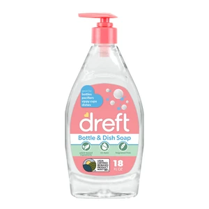 Dreft Plant-Derived Liquid Dish Soap for Baby Bottle, Fragrance Free, 18 fl oz Dreft Plant-Derived Liquid Dish Soap for Baby Bottle, Fragrance Free, 18 fl oz