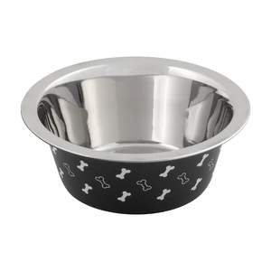 Vibrant Life Medium Stainless Steel Dog Bowl, Black with Bones, 25.75 fl oz Vibrant Life Medium Stainless Steel Dog Bowl, Black with Bones, 25.75 fl oz