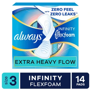 Always Infinity Feminine Pads, Size 3, Extra Heavy with Wings, Unscented, 14 Count Always Infinity Feminine Pads, Size 3, Extra Heavy with Wings, Unscented, 14 Count