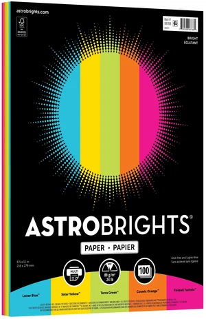 Astrobrights Color Paper, 8.5 x 11 in, 24 lb, 89 gsm, 5 Colors, 100 Sheets, Bright Assortment, Item 98768 Astrobrights Color Paper, 8.5 x 11 in, 24 lb, 89 gsm, 5 Colors, 100 Sheets, Bright Assortment, Item 98768