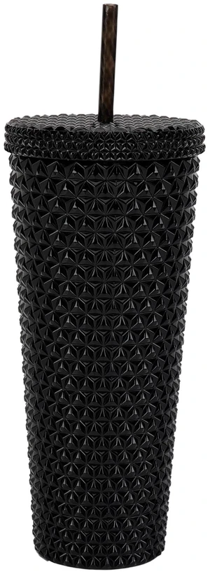 Mainstays 26oz Plastic Double Wall Insulated Iridescent Textured Tumbler with Straw, Black Mainstays 26oz Plastic Double Wall Insulated Iridescent Textured Tumbler with Straw, Black