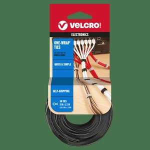 VELCRO Brand ONE-WRAP Ties 8in x 1/2in Gray & Black 50 Ct VELCRO Brand ONE-WRAP Ties 8in x 1/2in Gray & Black 50 Ct