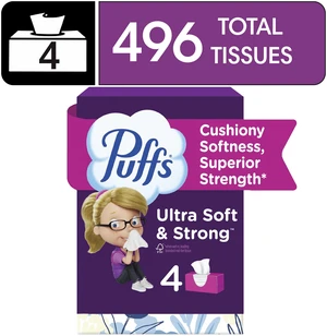 Puffs Ultra Soft Facial Tissues, 4 Family Size Boxes, 124 Tissues per Box Puffs Ultra Soft Facial Tissues, 4 Family Size Boxes, 124 Tissues per Box