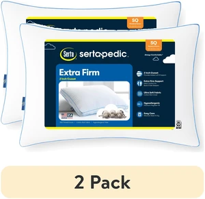 Sertapedic Extra Firm Standard/Queen Bed Pillow (2 Pack), Hypoallergenic Sertapedic Extra Firm Standard/Queen Bed Pillow (2 Pack), Hypoallergenic