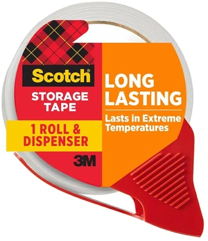 Scotch 3650S-RD-ESF Long Lasting Storage Shipping Packaging Tape, 1.88"x38.2yd, 1 Roll with Dispenser Scotch 3650S-RD-ESF Long Lasting Storage Shipping Packaging Tape, 1.88"x38.2yd, 1 Roll with Dispenser