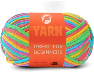 Rainbow Yarn 3.5oz/120yds Worsted-Weight Medium #4 Cotton Blend Yarn for Crocheting and Knitting for Beginners with Easy-to-See Stitches Amigurumi DIY (1 Skein) Rainbow Yarn 3.5oz/120yds Worsted-Weight Medium #4 Cotton Blend Yarn for Crocheting and Knitting for Beginners with Easy-to-See Stitches Amigurumi DIY (1 Skein)