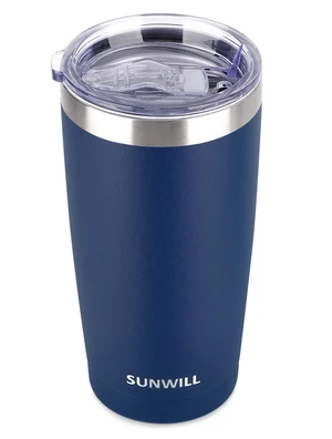 SUNWILL 20oz Travel Coffee Tumbler, Insulated Stainless Steel Mug with Lid, Powder Coated Navy for Outdoor SUNWILL 20oz Travel Coffee Tumbler, Insulated Stainless Steel Mug with Lid, Powder Coated Navy for Outdoor