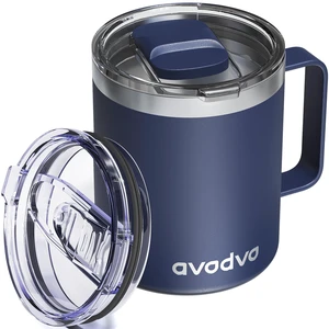 12oz Insulated Stainless Steel Coffee Mug with 2 Lids & Handle 12oz Insulated Stainless Steel Coffee Mug with 2 Lids & Handle