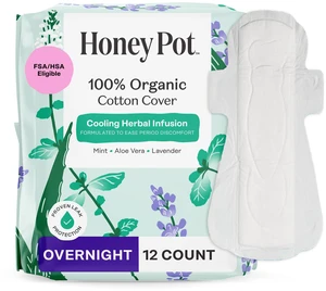 The Honey Pot Company Cooling Herbal Overnight Pads for Women The Honey Pot Company Cooling Herbal Overnight Pads for Women
