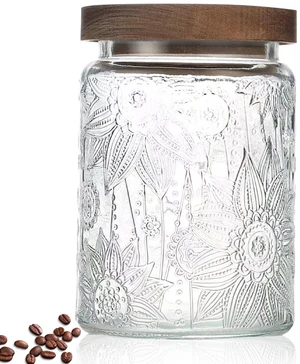 Vintage Glass Jar with Airtight Lid, Candy Coffee Canister Food Storage Vintage Glass Jar with Airtight Lid, Candy Coffee Canister Food Storage