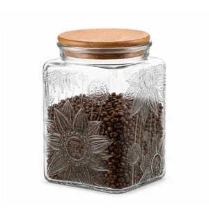 3FLOZ Vintage Decorative Square Glass Jar with Lid for Home Kitchen Coffee Tea Candy Sugar (Square Sunflower) 3FLOZ Vintage Decorative Square Glass Jar with Lid for Home Kitchen Coffee Tea Candy Sugar (Square Sunflower)