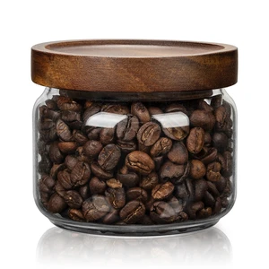 1PC Glass Storage Jar with Airtight Lid, 11fl oz (300ml) Coffee Container with Wooden Lid, Pantry Canister for Beans Rice Sugar 1PC Glass Storage Jar with Airtight Lid, 11fl oz (300ml) Coffee Container with Wooden Lid, Pantry Canister for Beans Rice Sugar