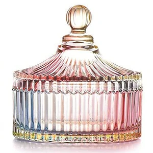 Colorful Glass Jar with Lid, Multi-Color, Candy Cookie Jar, Jewelry Box, Biscuit Container, Food Storage, Decorative Jar Colorful Glass Jar with Lid, Multi-Color, Candy Cookie Jar, Jewelry Box, Biscuit Container, Food Storage, Decorative Jar