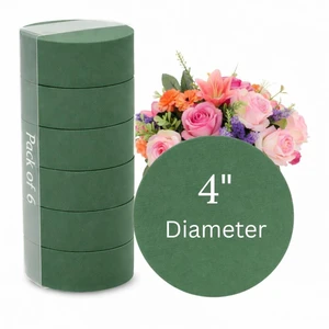 Pack of 6 FLOFARE Round Floral Foam Blocks 4" x 1.4" Dry & Wet Green for Fresh and Artificial Flowers, Flower Arrangements & Florist Supplies Pack of 6 FLOFARE Round Floral Foam Blocks 4" x 1.4" Dry & Wet Green for Fresh and Artificial Flowers, Flower Arrangements & Florist Supplies