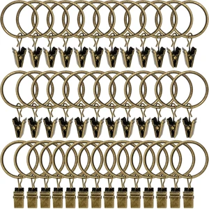 WeeksEight 40 Pack Curtain Rings with Clips, 1.26in ID, Bronze WeeksEight 40 Pack Curtain Rings with Clips, 1.26in ID, Bronze