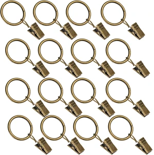 16 Pack Curtain Rings with Clips, Mini 1Inch Diameter, Fits Up to 5/8Inch Rod, Bronze 16 Pack Curtain Rings with Clips, Mini 1Inch Diameter, Fits Up to 5/8Inch Rod, Bronze