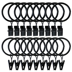 5 Inch Black Metal Curtain Rings with Clips, 20 Pcs, Rustproof Vintage Decorative Curtain Hooks 5 Inch Black Metal Curtain Rings with Clips, 20 Pcs, Rustproof Vintage Decorative Curtain Hooks