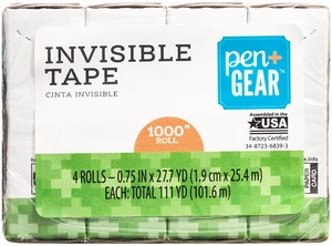Pen + Gear Invisible Tape, Clear, 3/4" x 1000", 4 Rolls Pen + Gear Invisible Tape, Clear, 3/4" x 1000", 4 Rolls