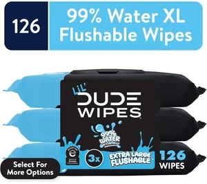 LiL' DUDE Extra Large Fragrance Free Flushable Wet Wipes, 126 Count, 3 Pack LiL' DUDE Extra Large Fragrance Free Flushable Wet Wipes, 126 Count, 3 Pack