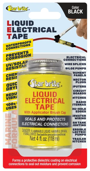 Star Brite Liquid Electrical Tape Black Vinyl Coating 4oz Can with Applicator Brush Star Brite Liquid Electrical Tape Black Vinyl Coating 4oz Can with Applicator Brush