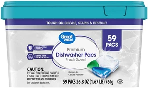 Great Value Dishwasher Pacs Fresh Scent 59 Count Great Value Dishwasher Pacs Fresh Scent 59 Count