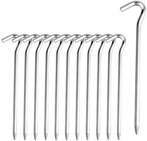 Aluminium Tent Pegs with Hook - 7-Inch Hexagon Rod Stakes for Camping Tent and Canopies Aluminium Tent Pegs with Hook - 7-Inch Hexagon Rod Stakes for Camping Tent and Canopies