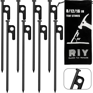 RIY Heavy Duty 8inch Steel Tent Stakes Inflexible and Unbreakable 8PCS RIY Heavy Duty 8inch Steel Tent Stakes Inflexible and Unbreakable 8PCS
